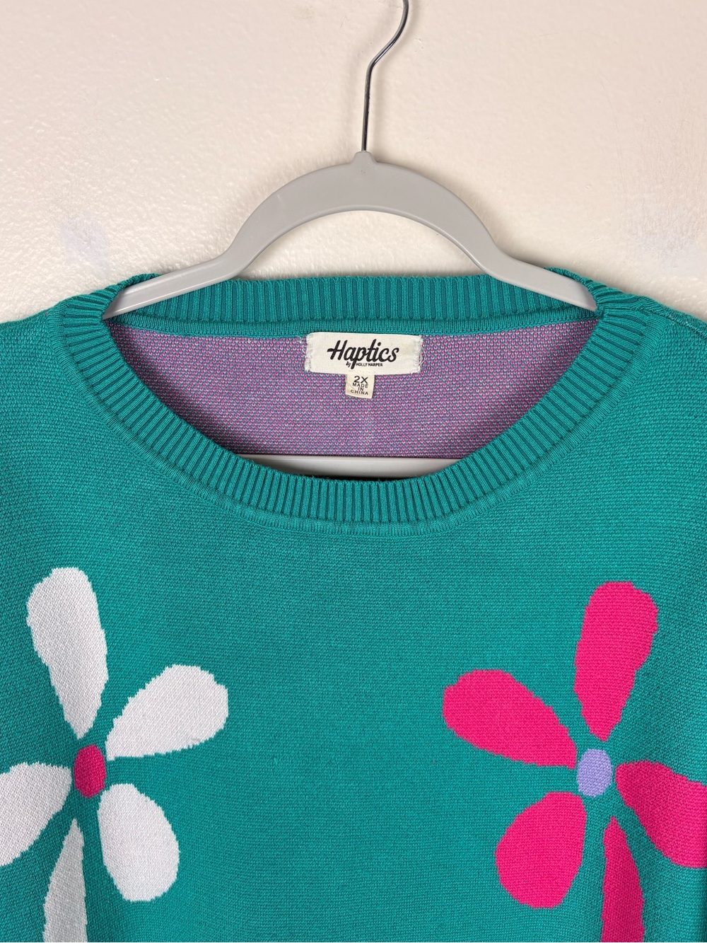 Haptics by Holly Harper Vintage Knit Ribbed Long Sleeve Floral Print Sweater - Picture 2 of 9